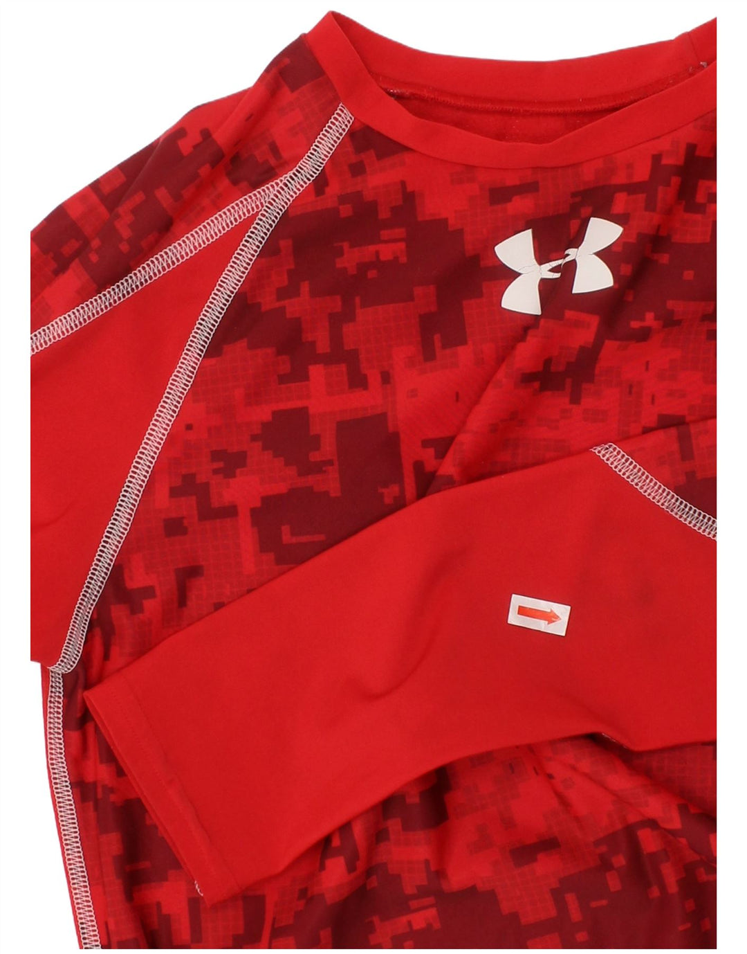 UNDER ARMOUR Boys Heat Gear Graphic Top Long Sleeve 13-14 Years XL Red