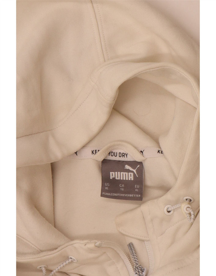 PUMA Sweat à capuche zippé pour homme XL en coton color block blanc cassé