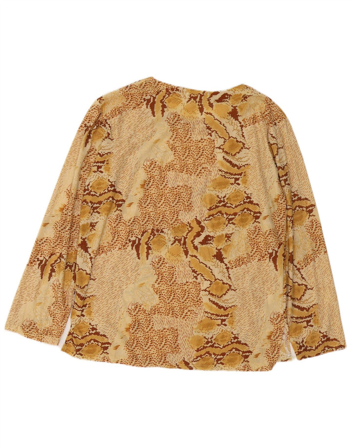VINTAGE Femme Chemisier à manches longues Top UK 18 XL Beige Animal Print Coton