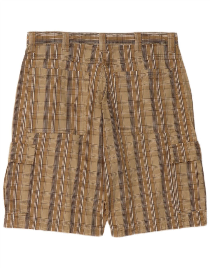 WRANGLER Short Cargo Homme W34 Grand Coton à Carreaux Marron