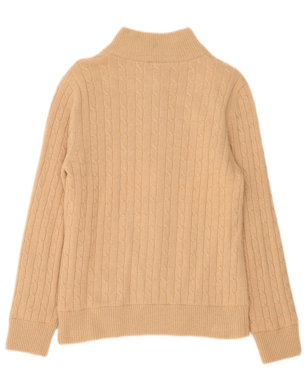 Golfino Cardigan zippé pour femme en laine mérinos beige moyen UK 12