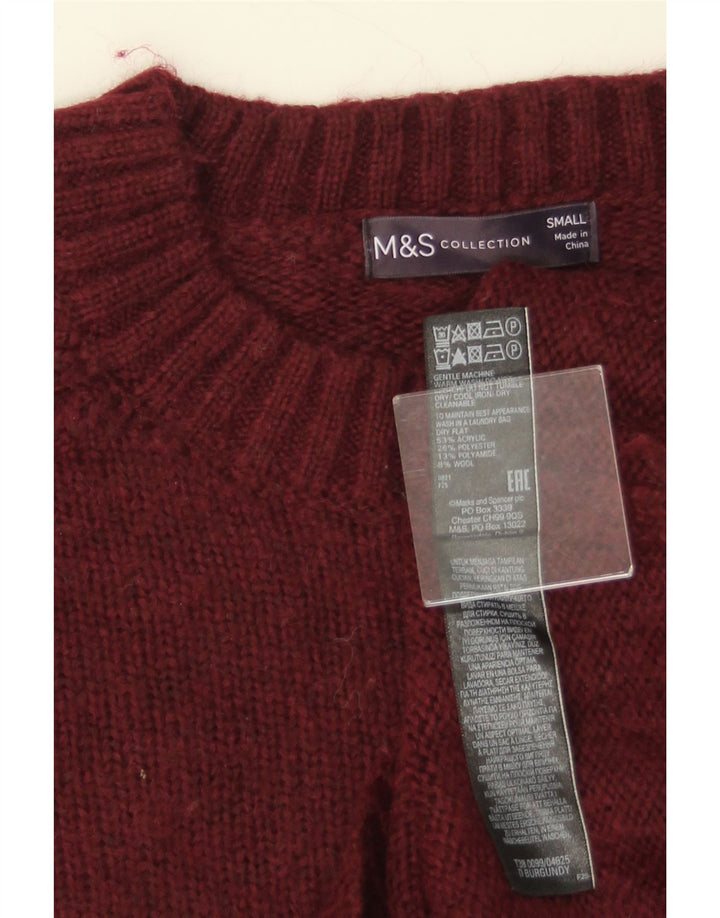 MARKS & SPENCER Pull col bateau pour femme UK 10 Petit Bordeaux