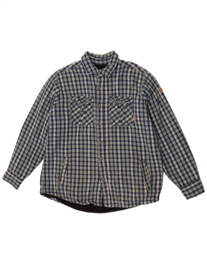 Black Jack Chemise en flanelle Lumberjack pour homme en coton à carreaux bleus