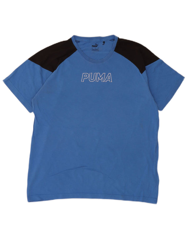Puma Tee-Shirt Graphique Homme Bleu Moyen Colourblock Cotton