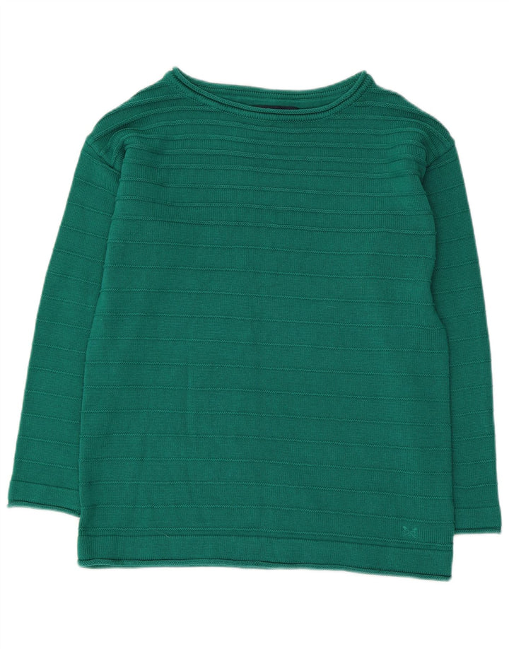 CREW CLOTHING Pull col bateau pour femme en coton vert moyen UK 12