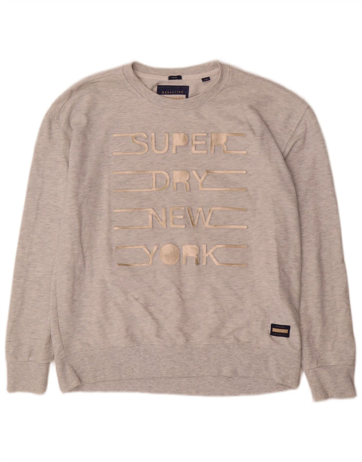 Superdry Sweat-shirt graphique pour femme UK 14 Gris moyen chiné en coton