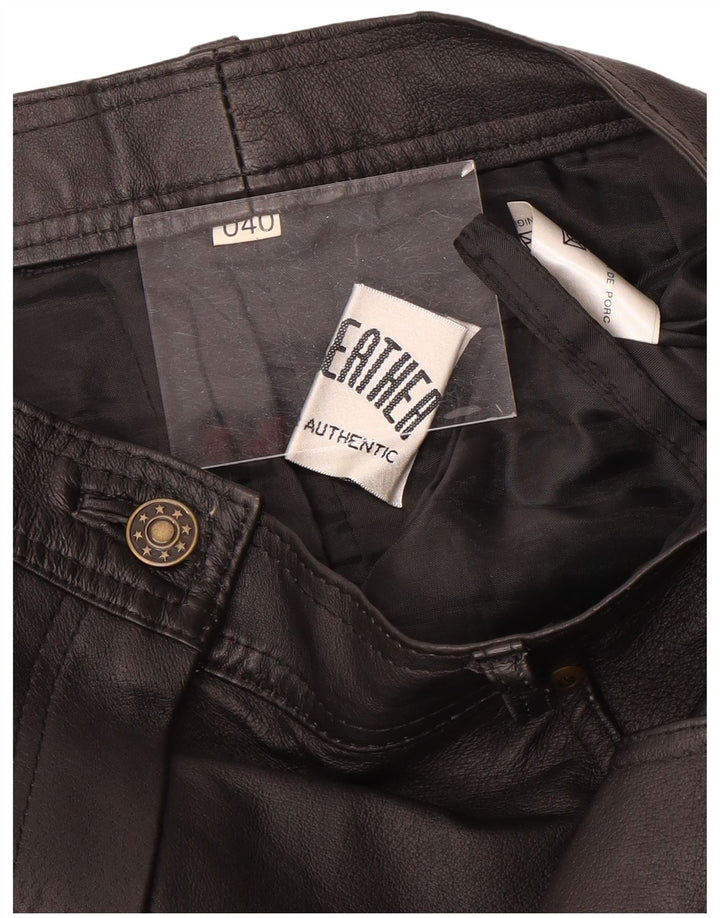 jupe en cuir femme vintage EU 40 Moyen W28 Cuir Noir
