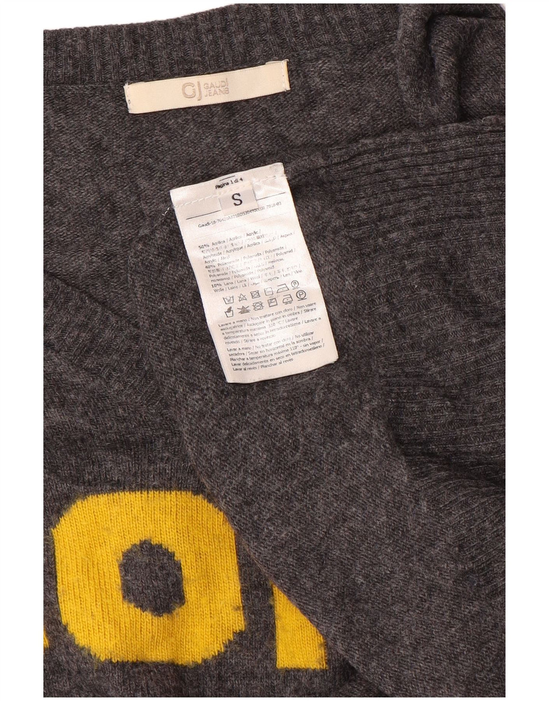 Gaudi Pull graphique surdimensionné à col en V pour femme UK 10 Petit Gris
