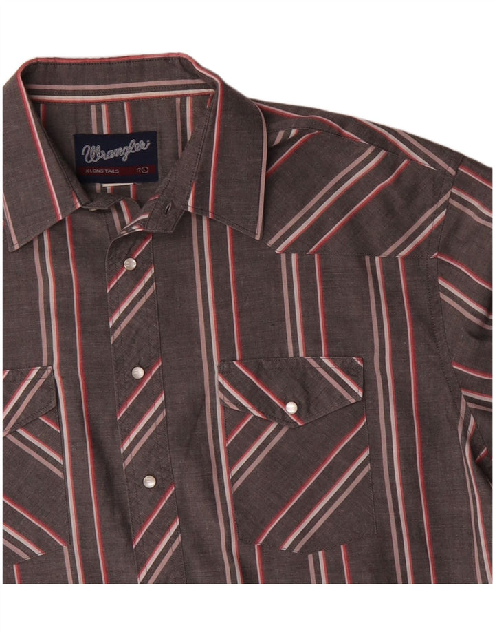 Wrangler Chemise à manches courtes pour homme Taille 17 XL Gris rayé