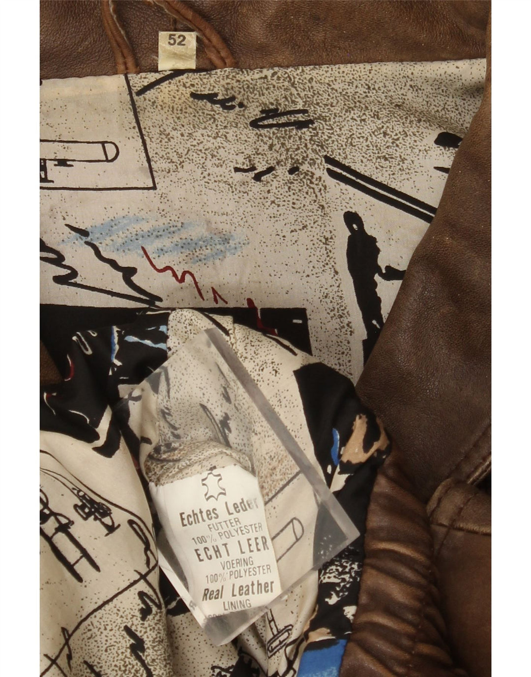 VINTAGE Veste en cuir homme EU 52 XL Cuir marron