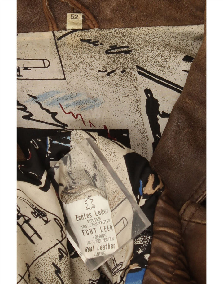 VINTAGE Veste en cuir homme EU 52 XL Cuir marron