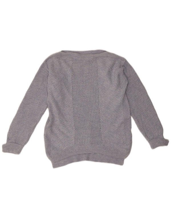 Marks & Spencer Pull surdimensionné à col bateau pour femme UK 10 Petit Bleu