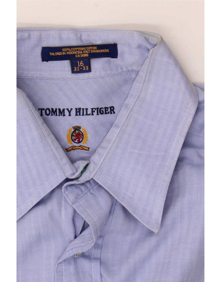 Tommy Hilfiger Chemise Homme Taille 16 Grand Coton à Chevrons Bleu