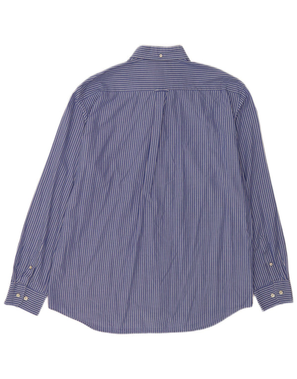 Gant Chemise coupe régulière pour homme Taille 43/44 17 1/2 XL Coton à fines rayures bleues