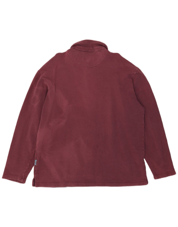 Weird Fish Polo de rugby à manches longues pour homme XL en coton bordeaux