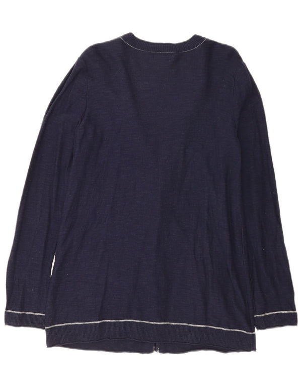 Eddie Bauer Pull Cardigan pour Femme UK 14 Grand Coton Bleu Marine