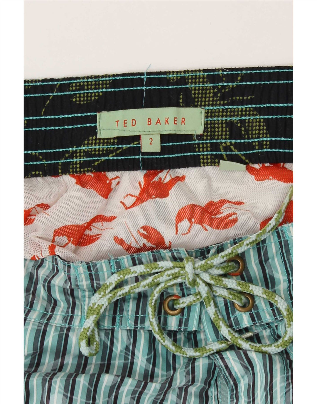 Ted Baker Short de bain pour homme taille 2 en polyester à fines rayures bleues