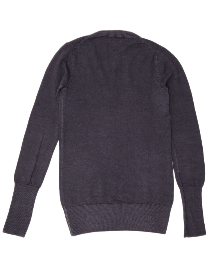 Sun68 Pull col V pour femme UK 16 Large Bleu marine en laine