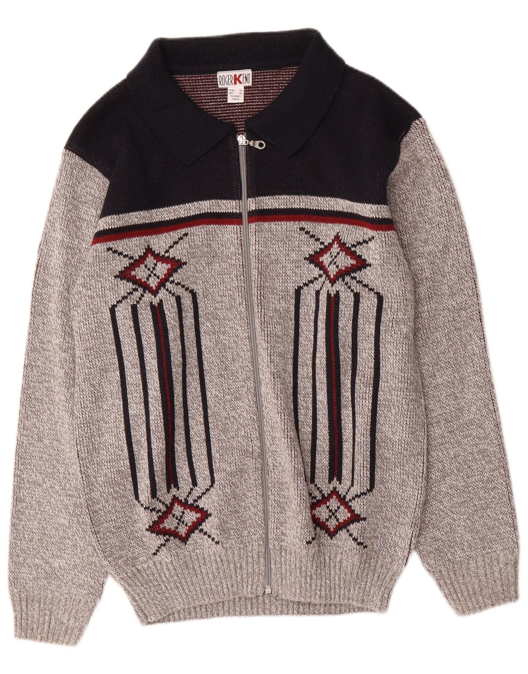 Roger Kent Pull Cardigan Homme IT 46 Petit Gris Colorblock Polyacrylique