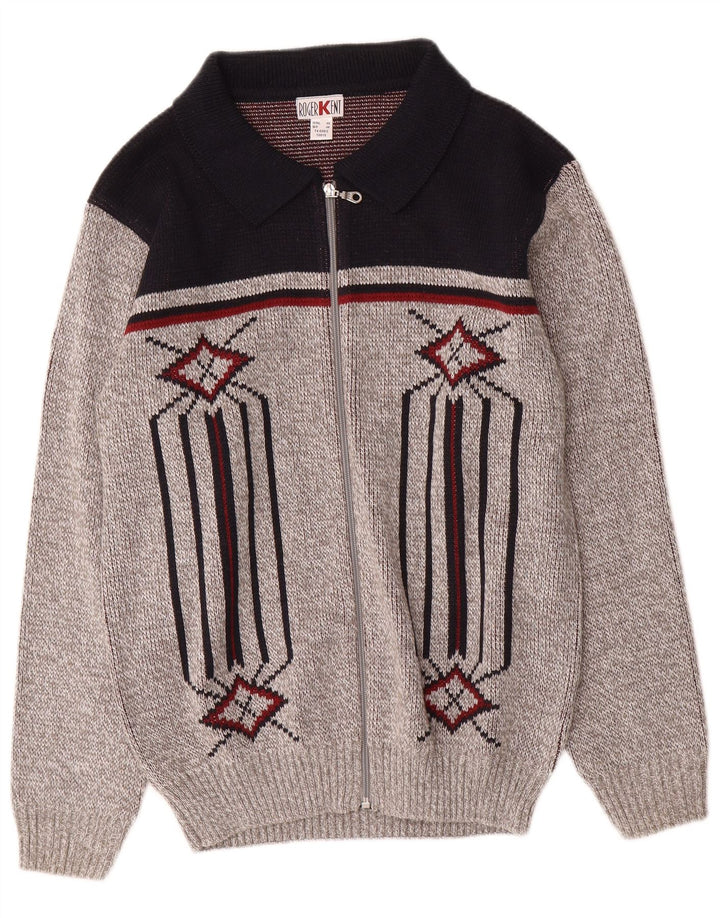 Roger Kent Pull Cardigan Homme IT 46 Petit Gris Colorblock Polyacrylique