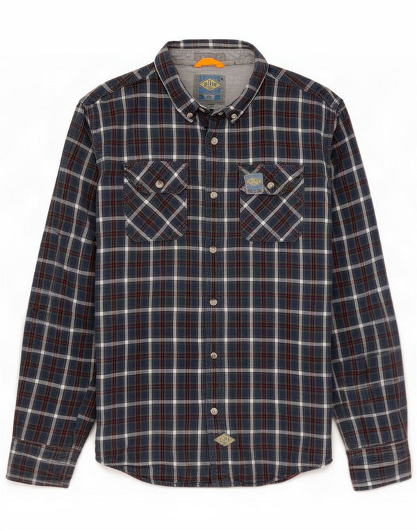 Superdry Chemise en flanelle pour homme XL en coton à carreaux bleu marine