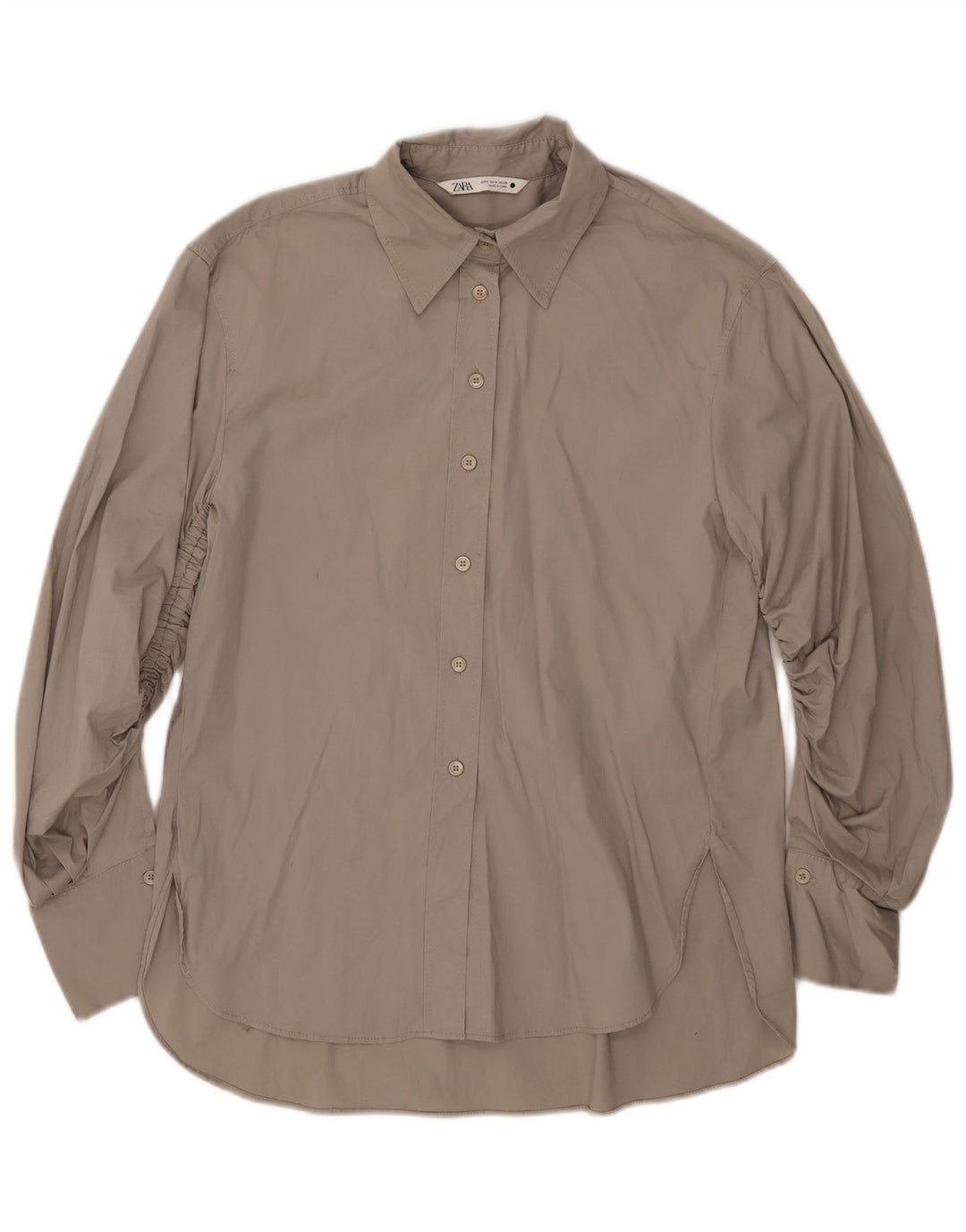 Zara Chemise surdimensionnée pour femme UK 10 Petit coton gris