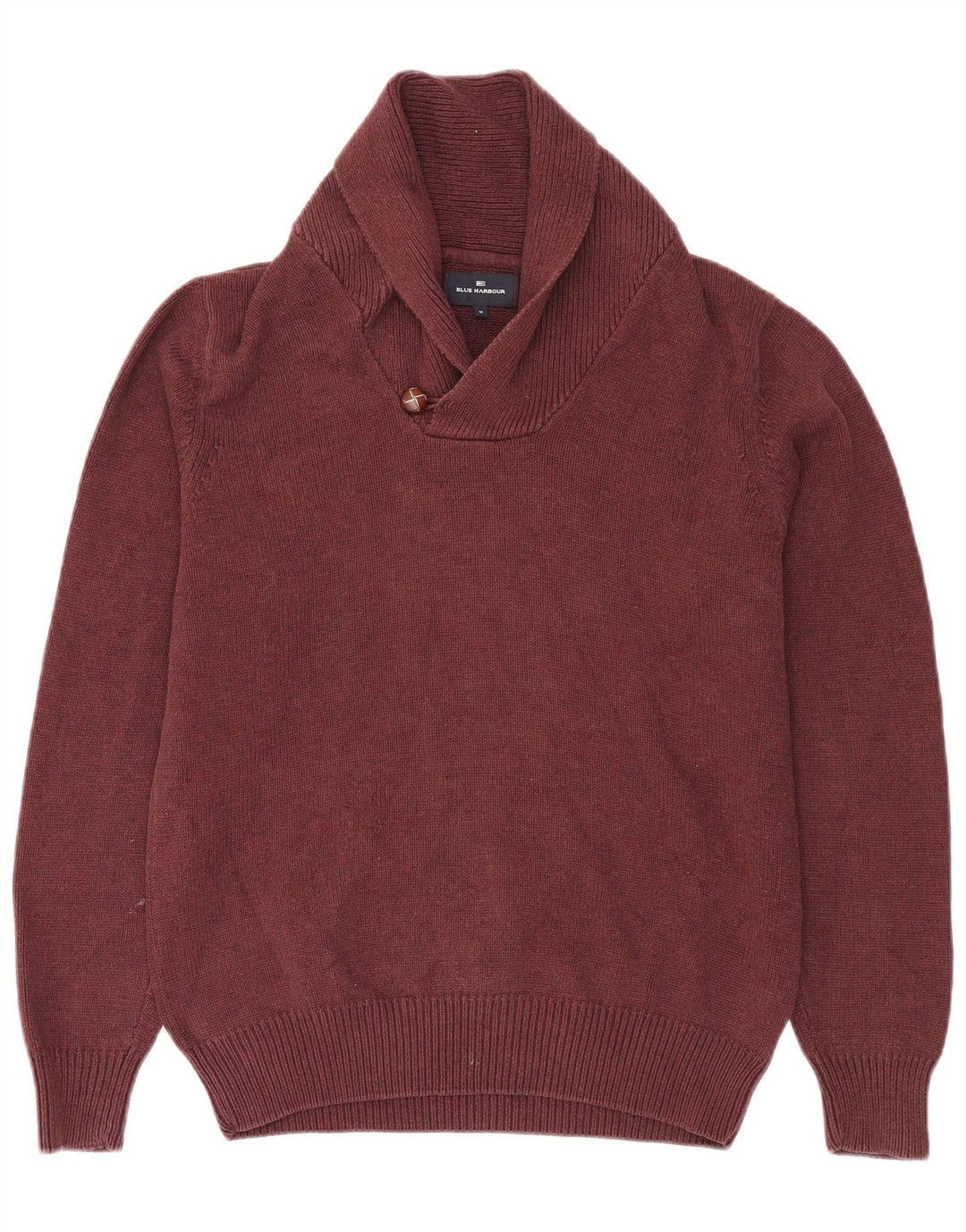 Marks & Spencer Pull à col châle pour homme en coton bordeaux moyen