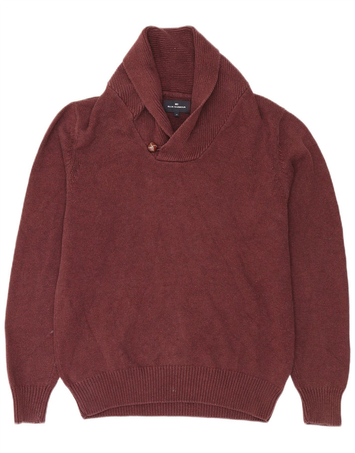 Marks & Spencer Pull à col châle pour homme en coton bordeaux moyen