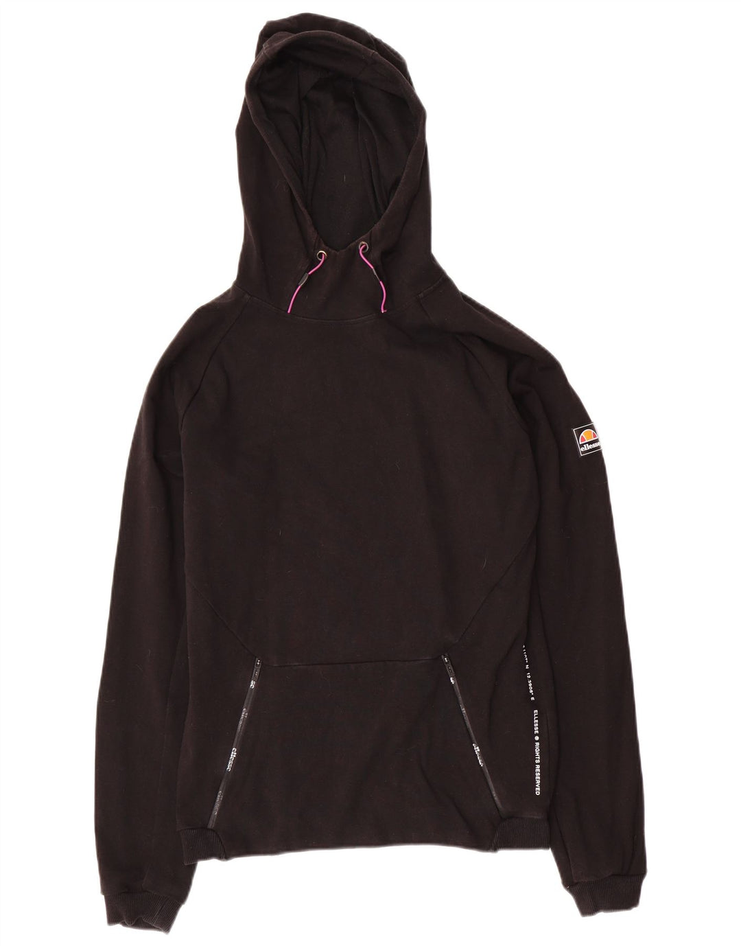 Ellesse Pull à capuche graphique en coton noir moyen pour homme