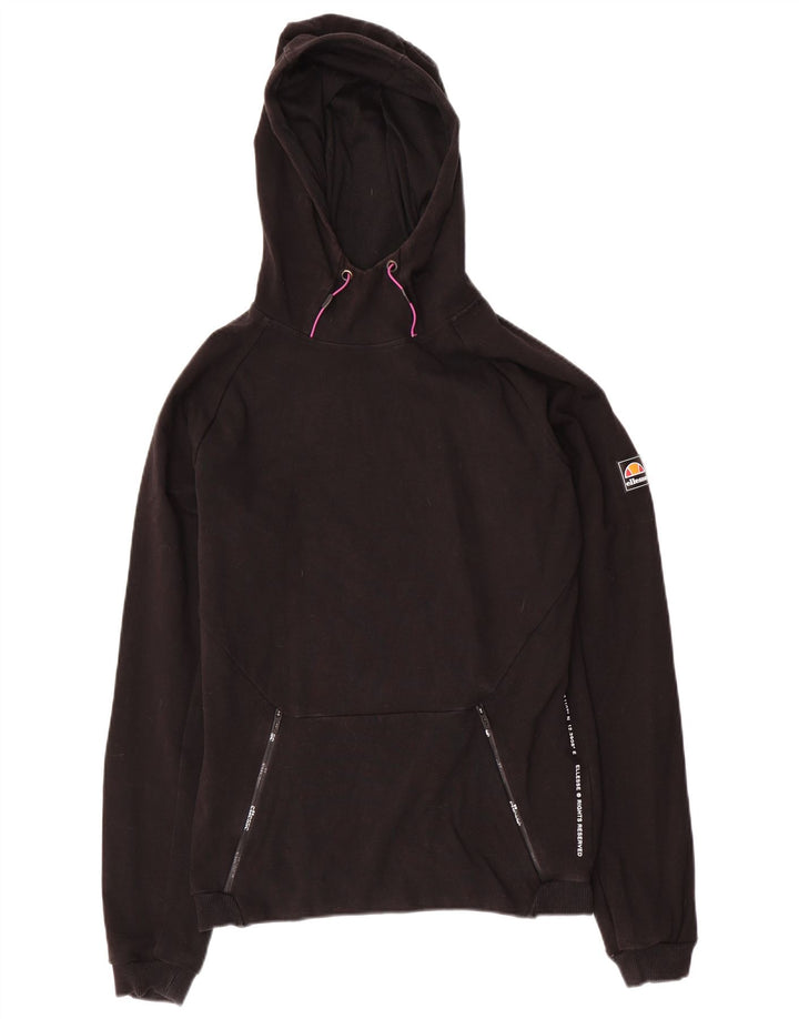 Ellesse Pull à capuche graphique en coton noir moyen pour homme