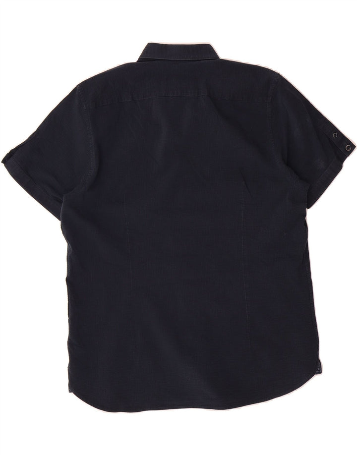 TED BAKER Mens Short Sleeve Shirt Size 5 XL Navy Blue Cotton Vintage Ted Baker and Second-Hand Ted Baker from Messina Hembry 