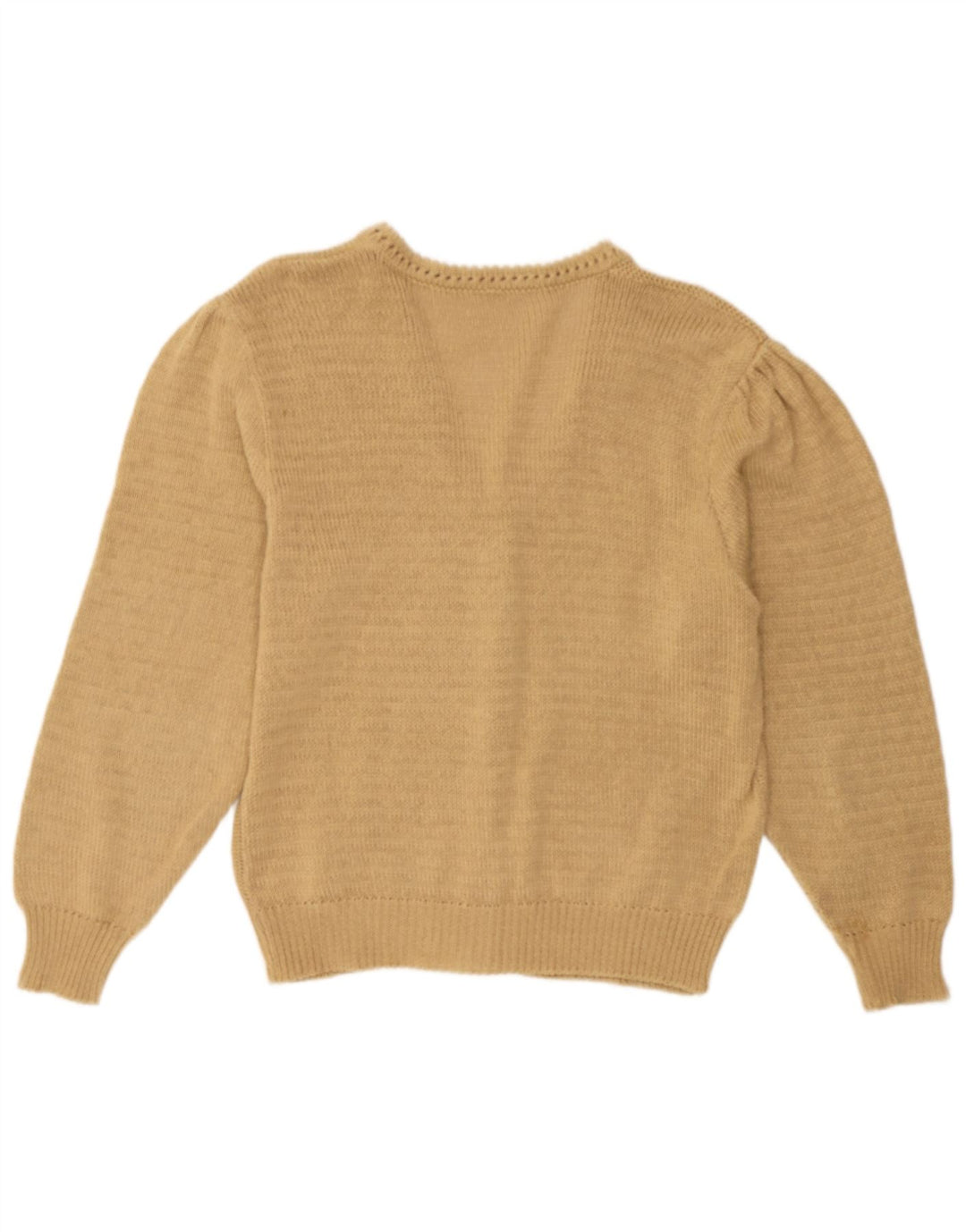 vintage Femme Cardigan Pull UK 14 Beige Moyen