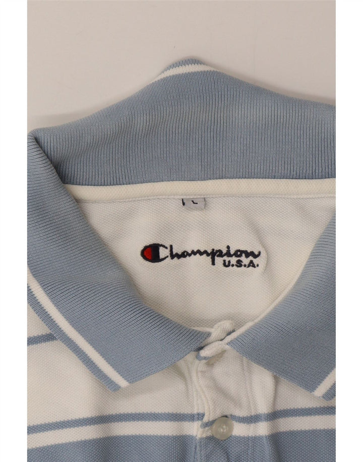 CHAMPION Polo Homme Large Blanc Rayé