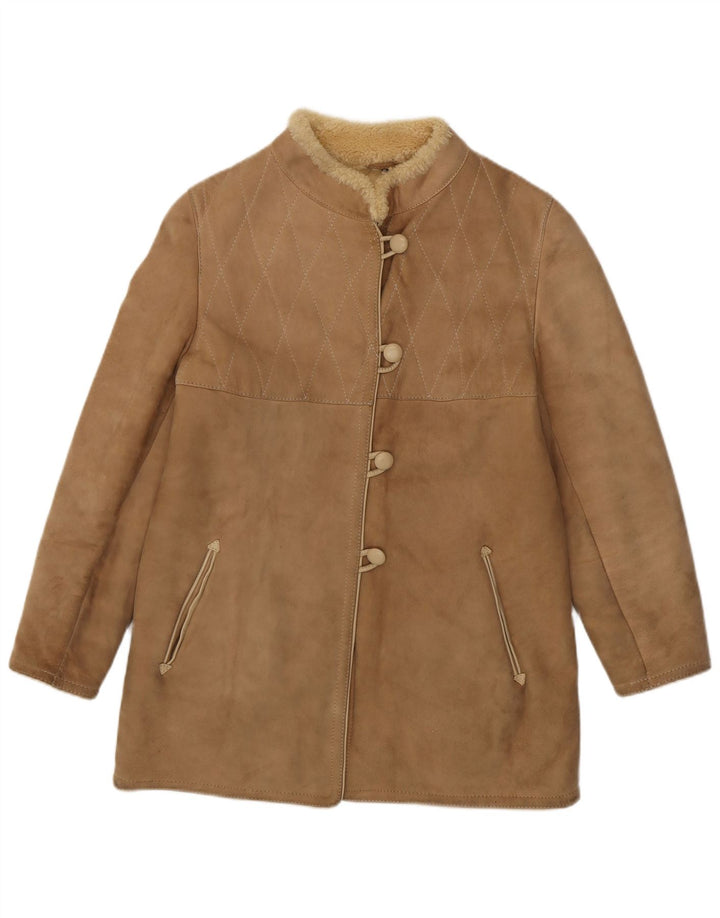 manteau en peau de mouton femme vintage IT 44 peau de mouton beige moyen