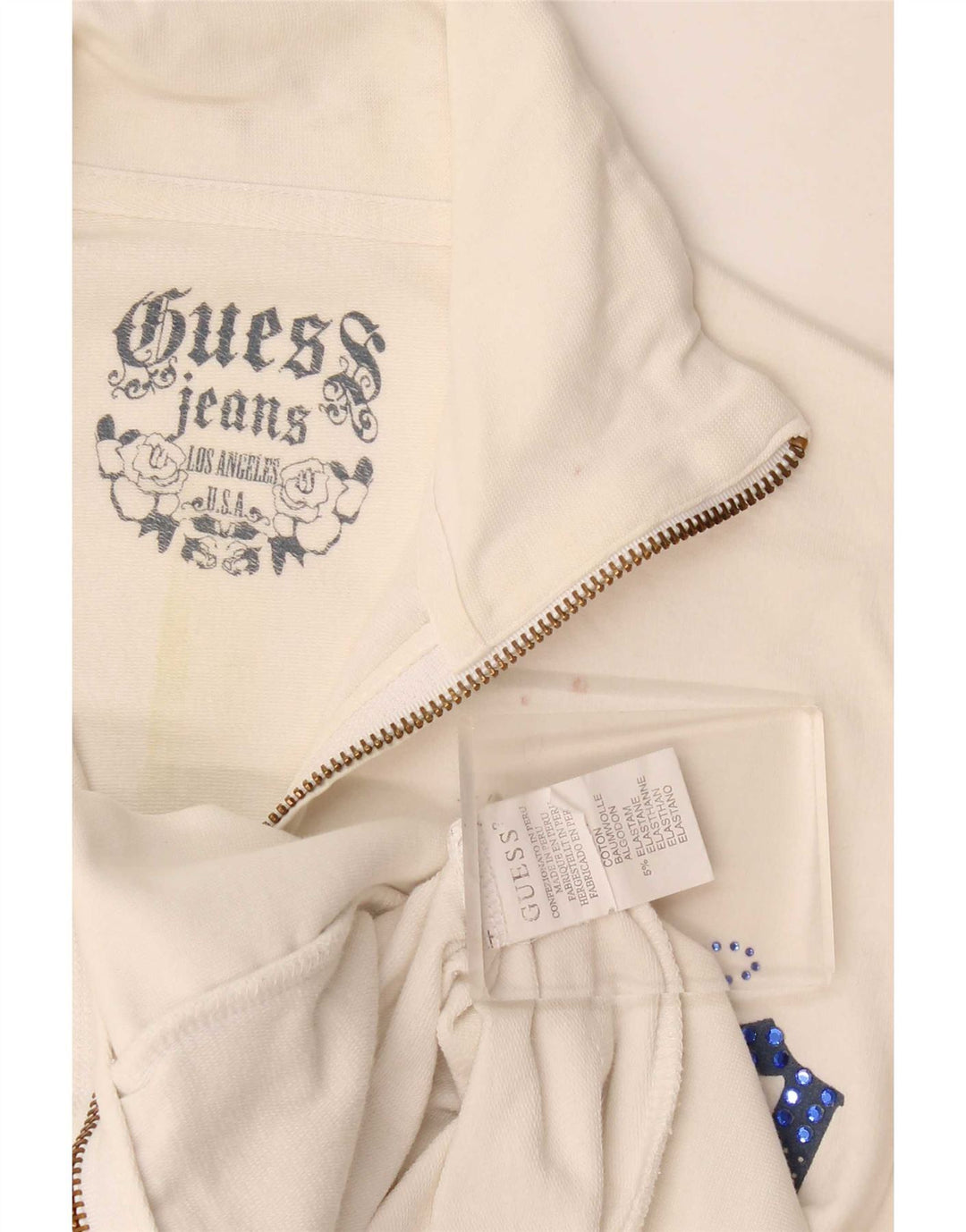 Guess Veste de survêtement graphique pour femme UK 10 Petit coton blanc