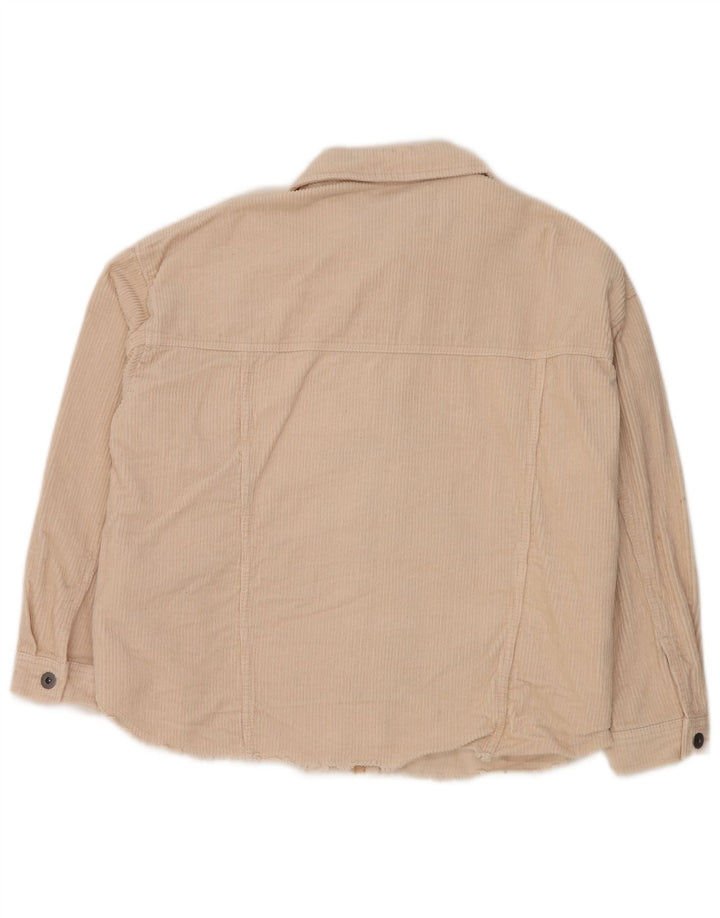 ZARA Chemise surdimensionnée en velours côtelé pour femme UK 14 Medium Off White Cotton