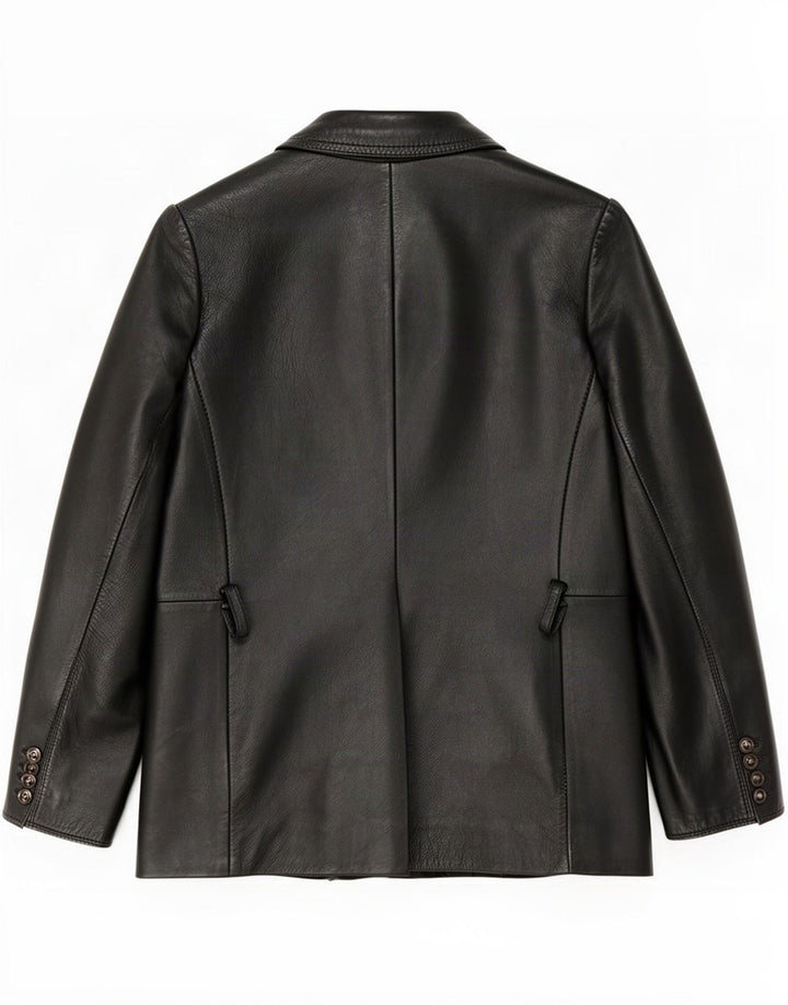 veste en cuir femme vintage UK 10 Petit Noir