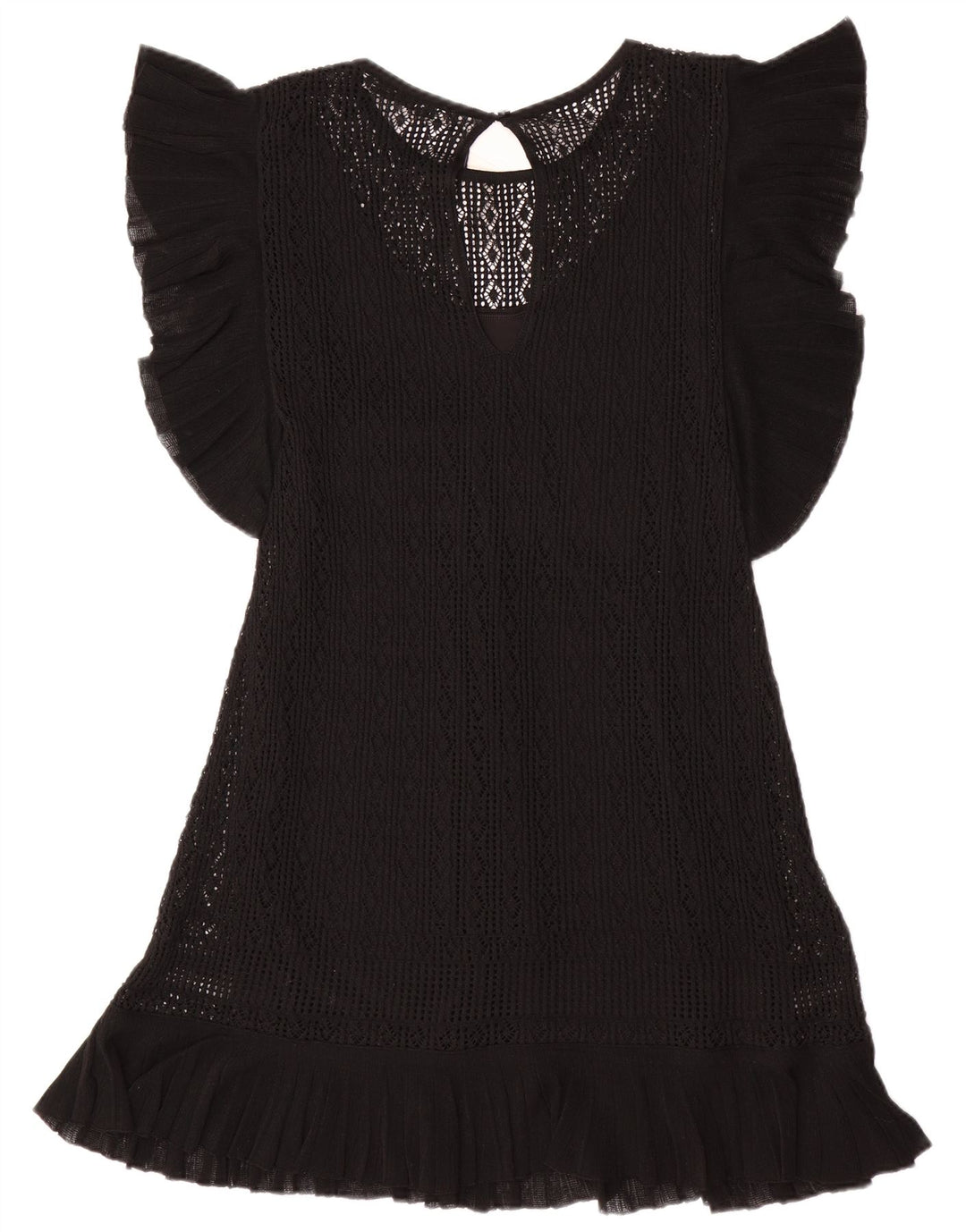 ZARA Robe pull à manches courtes pour femme UK 12 Polyester noir moyen