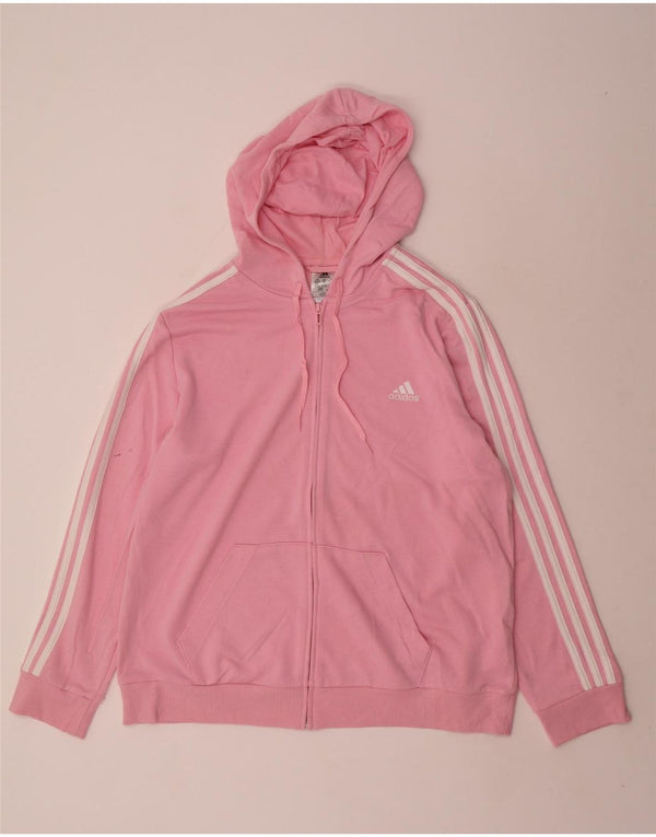 Adidas Pull à capuche zippé pour femme UK 24/26 2XL Rose Coton