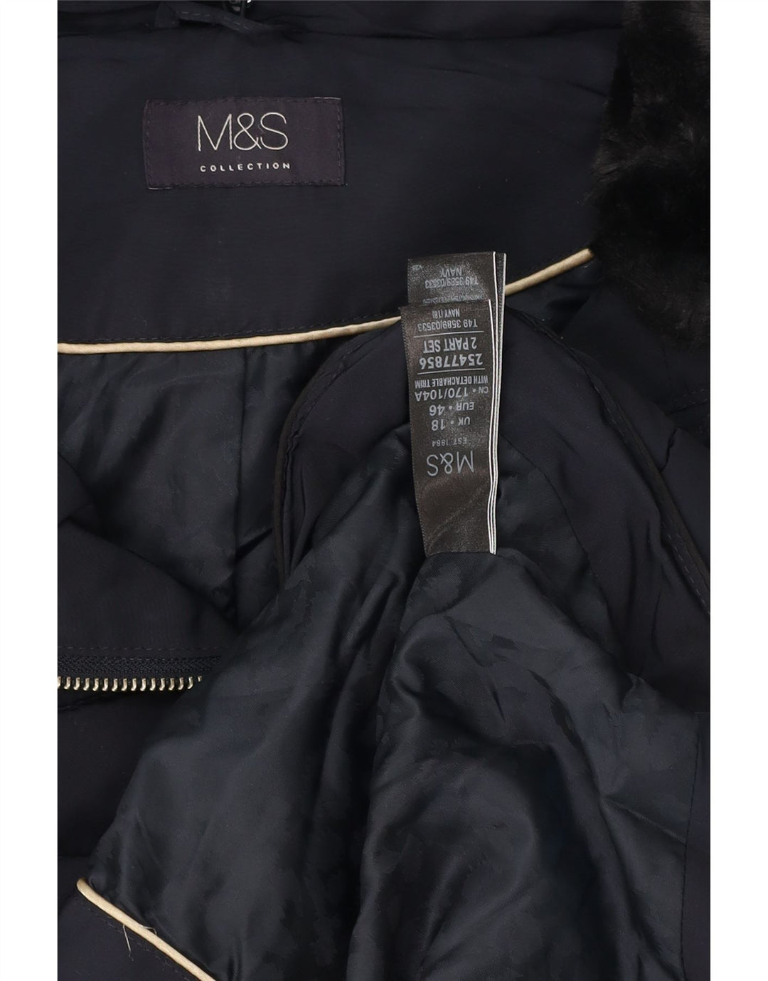 Marks & Spencer Veste matelassée pour femme UK 18 XL Bleu marine Polyester