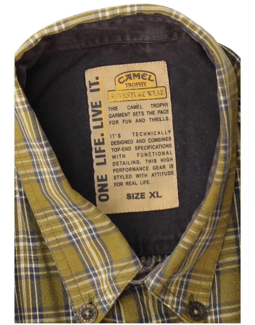 Camel Chemise Flanelle Homme XL Kaki Check Coton