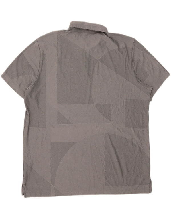 Adidas Mens Loose Fit Polo Shirt 2XL Grey Geometric Polyester