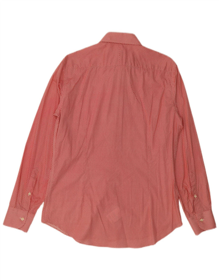 vintage Chemise Homme Taille 40 15 3/4 Coton Géométrique Rouge Moyen