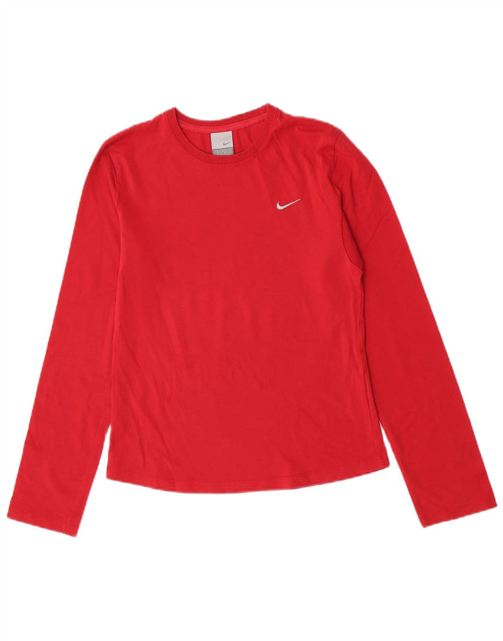 Nike Haut à manches longues pour femme UK 10/12 Rouge moyen en coton