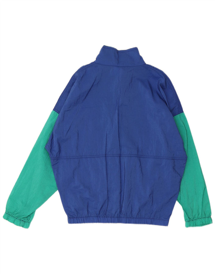 vintage Mens Pull Survêtement Top Veste XL Bleu Colorblock Polyamide