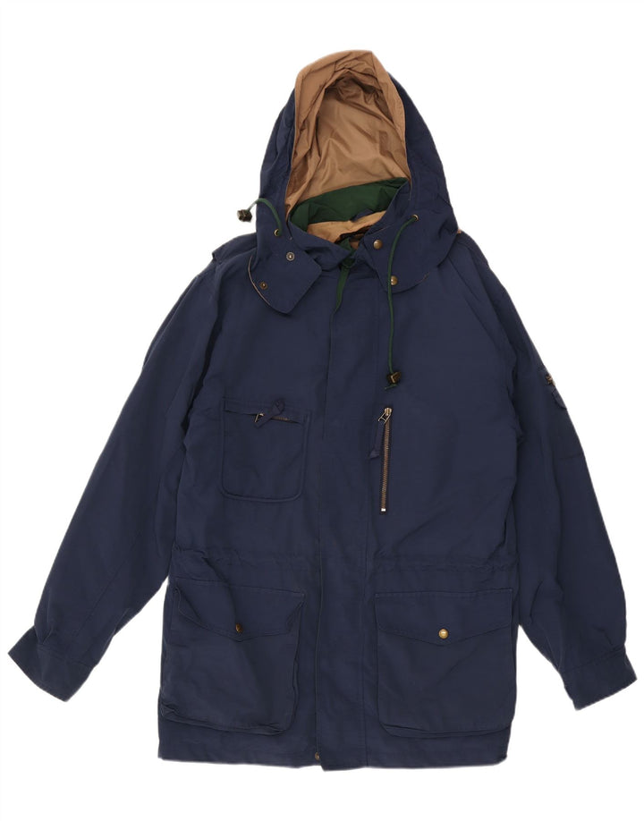 Eddie Bauer Manteau coupe-vent à capuche pour homme UK 40 Grand coton bleu marine