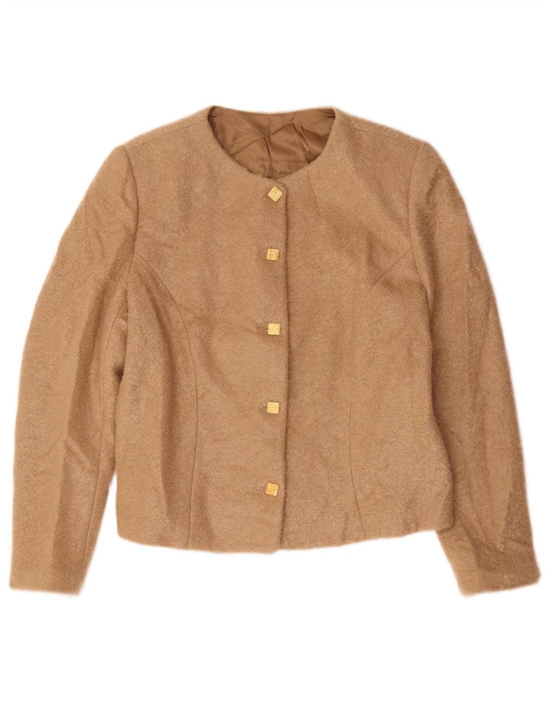 vintage Femme 5 Bouton Blazer Veste UK 14 Beige Moyen