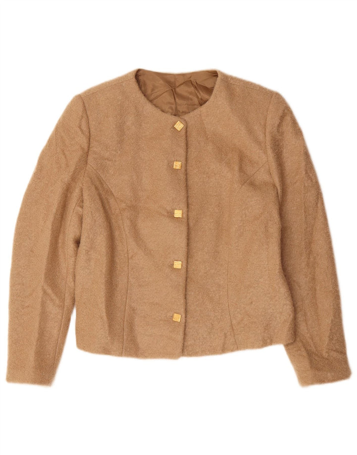 vintage Femme 5 Bouton Blazer Veste UK 14 Beige Moyen