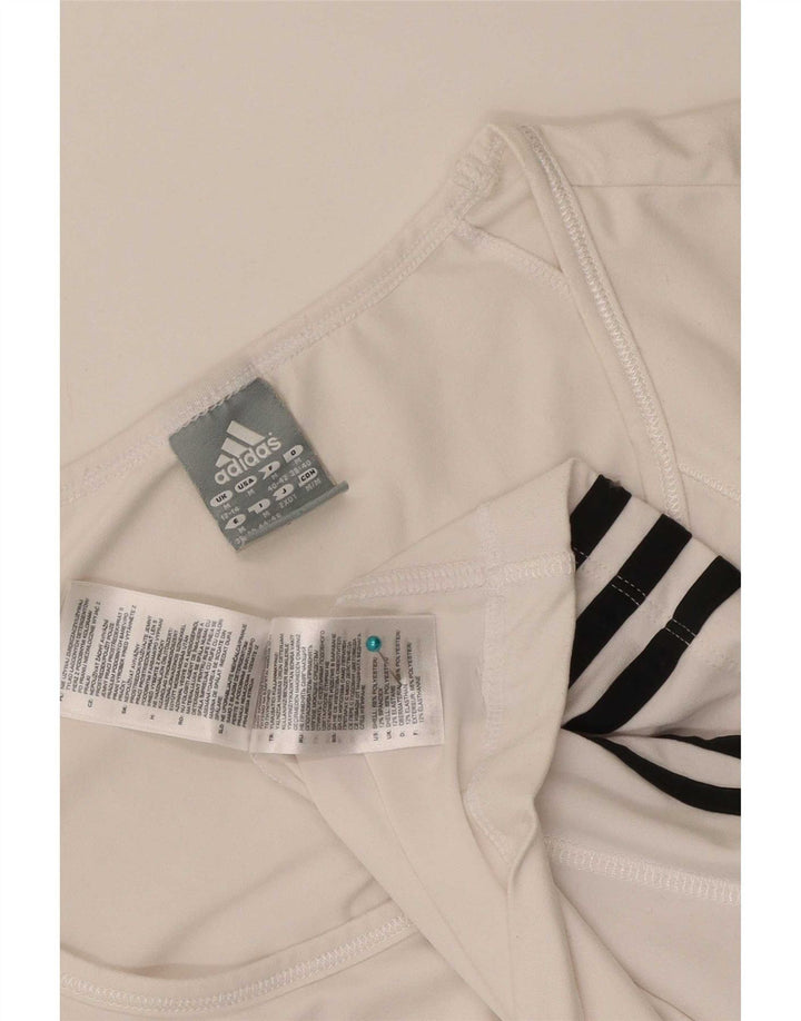 Adidas T-Shirt Femme Top UK 12/14 Polyester Colorblock Blanc Moyen