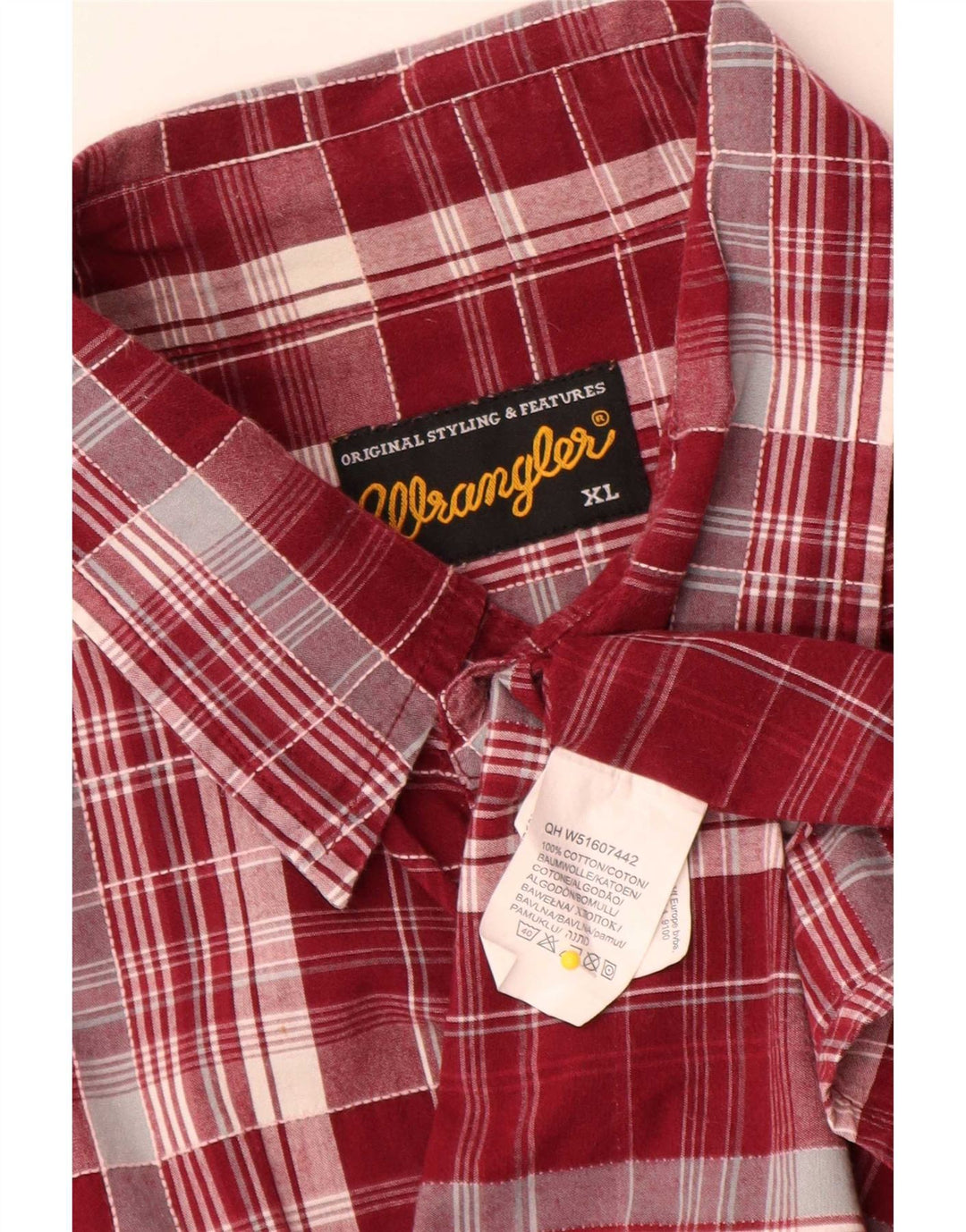 Wrangler Chemise à manches courtes pour homme XL en coton à carreaux rouges